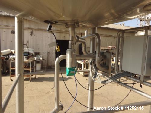 Used- Tank, 1,300 Gallon Sanitary Stainless Processing Vessel