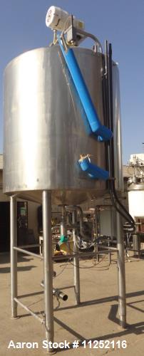 Used- Tank, 1,300 Gallon Sanitary Stainless Processing Vessel