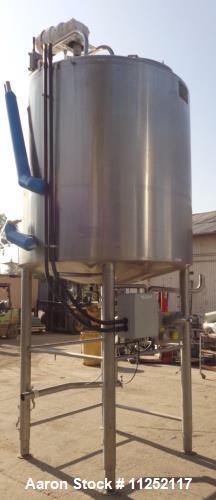 Used- Tank, 1,300 Gallon Sanitary Stainless Processing Vessel