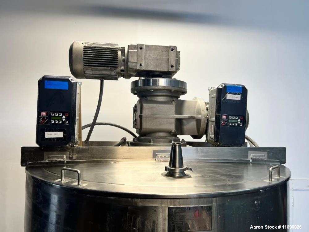 Used Lee 1,000 Gallon Double Motion Jacketed Agitated Tank – 316L SS Scraper Mixer with Dual 10 HP Drives