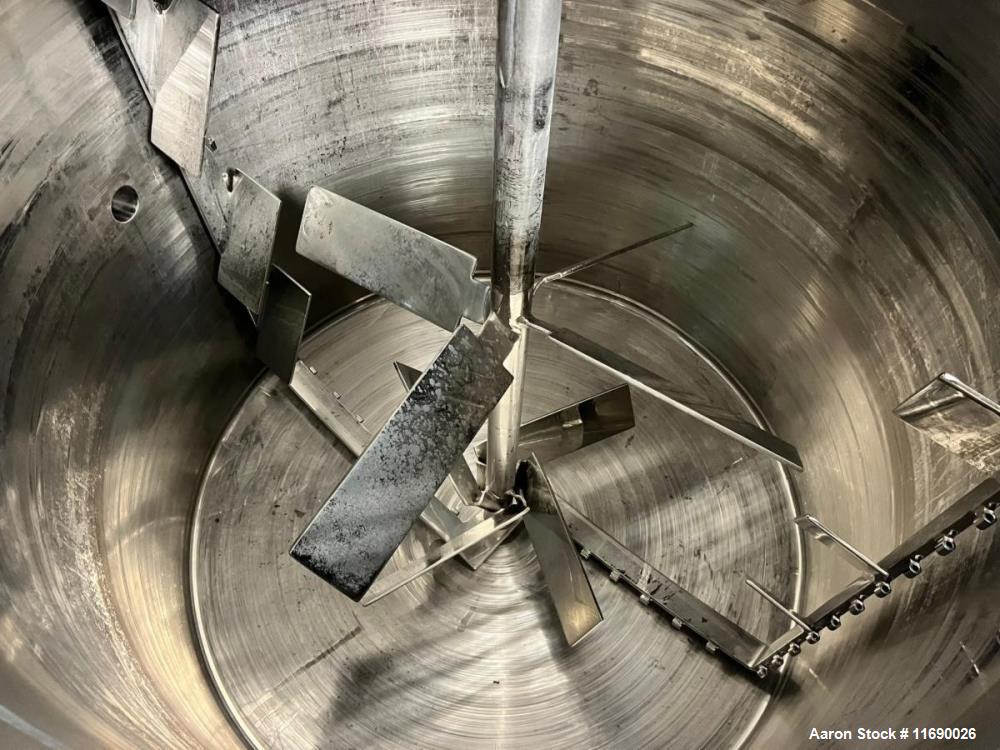 Used Lee 1,000 Gallon Double Motion Jacketed Agitated Tank – 316L SS Scraper Mixer with Dual 10 HP Drives