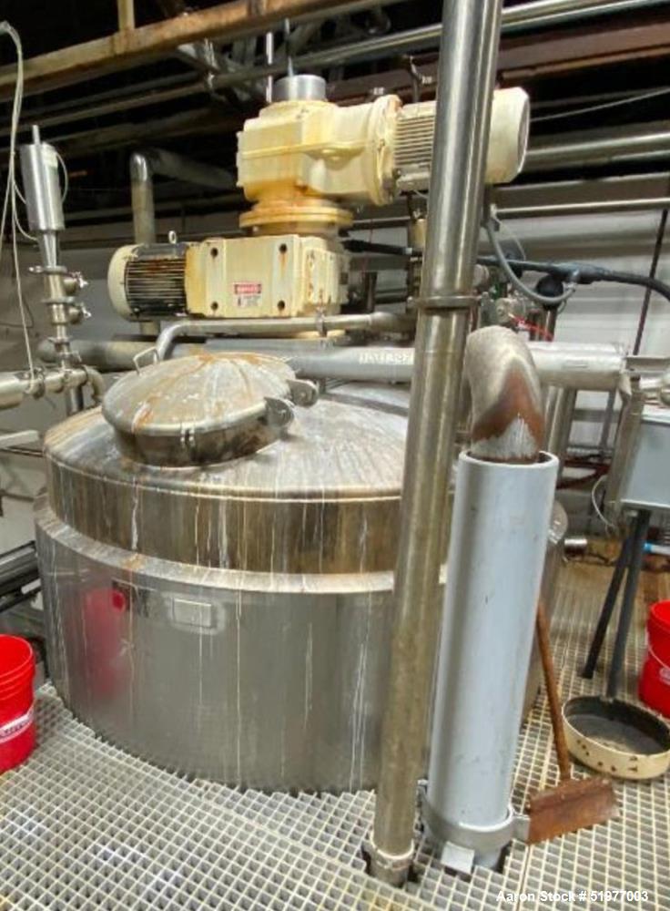 Used Lee Steam Jacketed 3,000 Gallon Stainless Steel Mix Tank