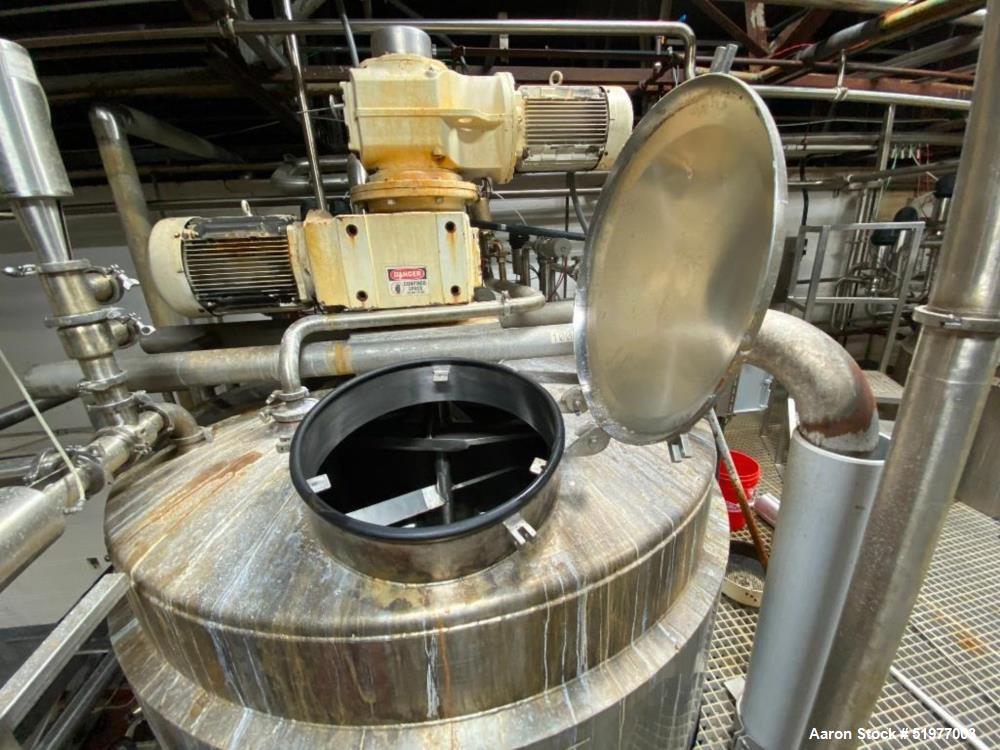 Used Lee Steam Jacketed 3,000 Gallon Stainless Steel Mix Tank