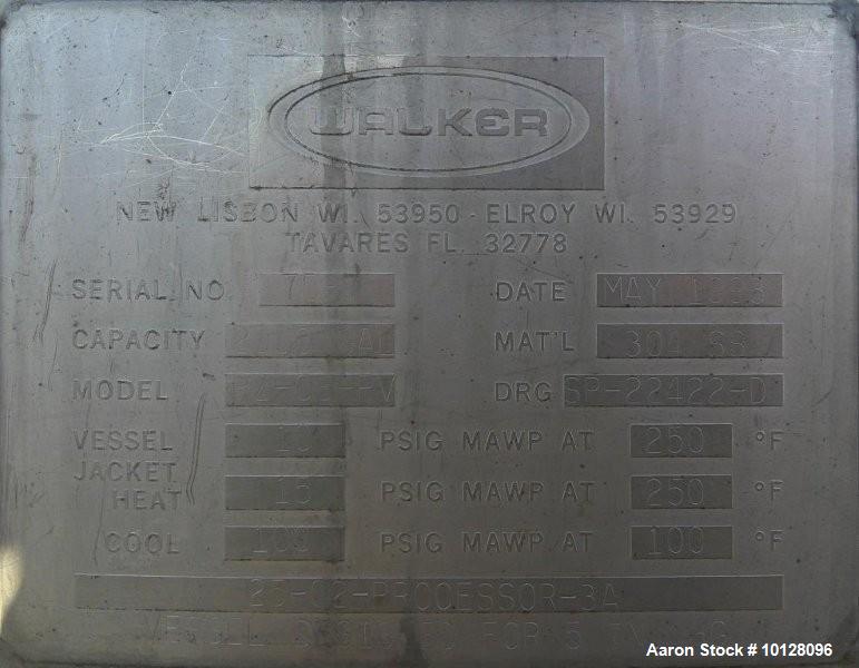 Used Walker 2,000 Gallon Stainless Steel Processor Kettle | Model PZ-C3-PV | Jacketed | 3 HP Scrape Agitator