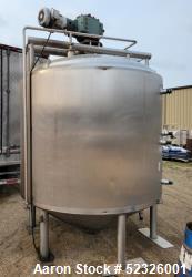 Used-APV Crepaco 2,000 Gallon Agitated Processor, Stainless steel. Internal rated atmospheric, Jacket rated 85 psi @  Dish t...