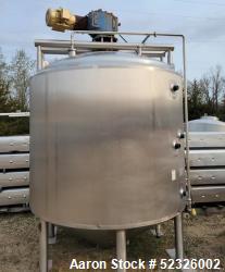 Used-APV Crepaco 2,000 Gallon Agitated Processor, Stainless steel. Internal rated atmospheric, Jacket rated 85 psi @  Dish t...