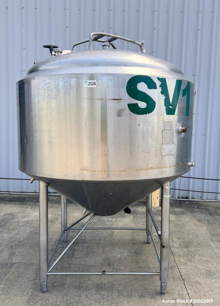 Used- APV Crepaco Stainless Steel Jacketed Kettle, Approximate 600 Gallon, 304 Stainless Steel, Vertical. Approximate 66" di...