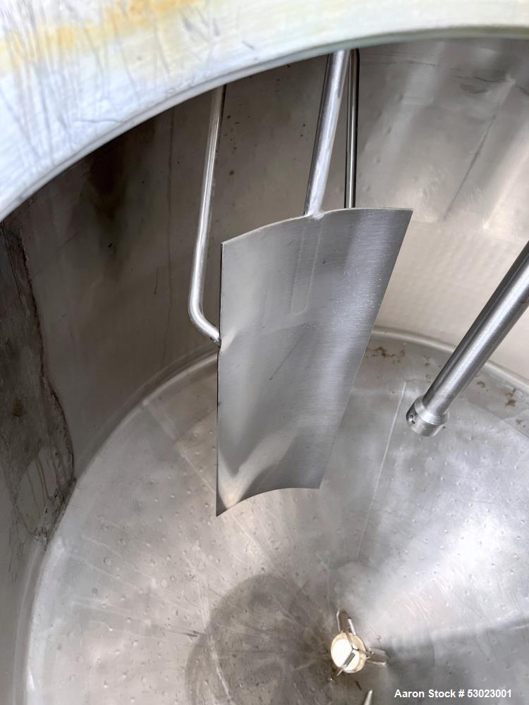 Used- APV Crepaco Stainless Steel Jacketed Kettle, Approximate 600 Gallon, 304 Stainless Steel, Vertical. Approximate 66" di...