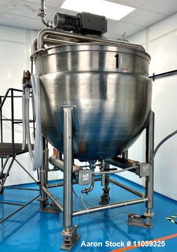 Used- 500 Gallon Sanitary, Self Contained Jacketed Mixing Kettle with Sweep/Scra