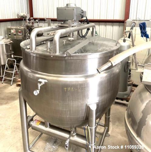 Used- 500 Gallon Sanitary, Self Contained Jacketed Mixing Kettle with Sweep/Scra