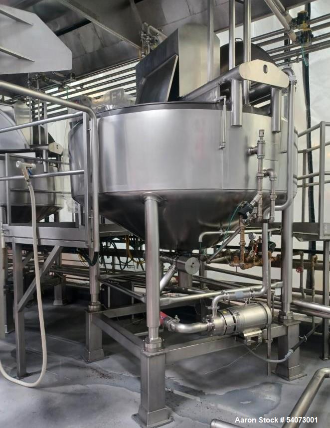 Used Feldmeier Cooker- Cooler Kettle, 650 Gallon, 316L Stainless steel Shell. 304 Stainless stee Jacket rated 150 psi @ 350 deg F.  S/n 18E0090.