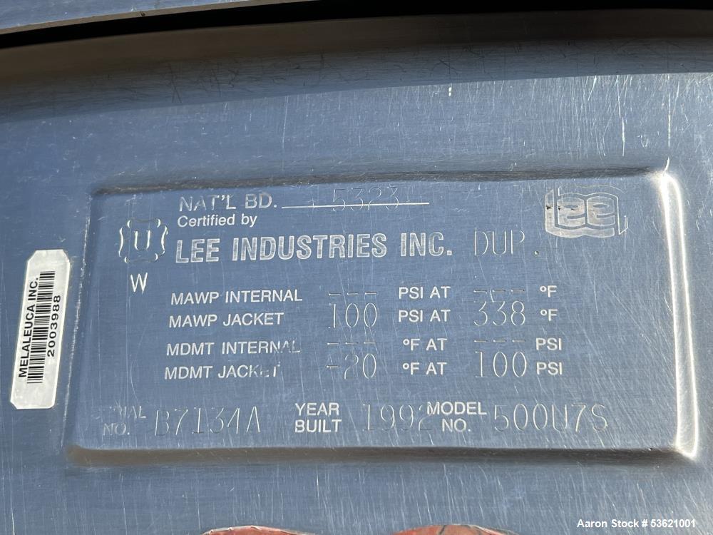 Lee Industries Model 500U7S 500 Gallon 316 Stainless Steel Agitated Kettle