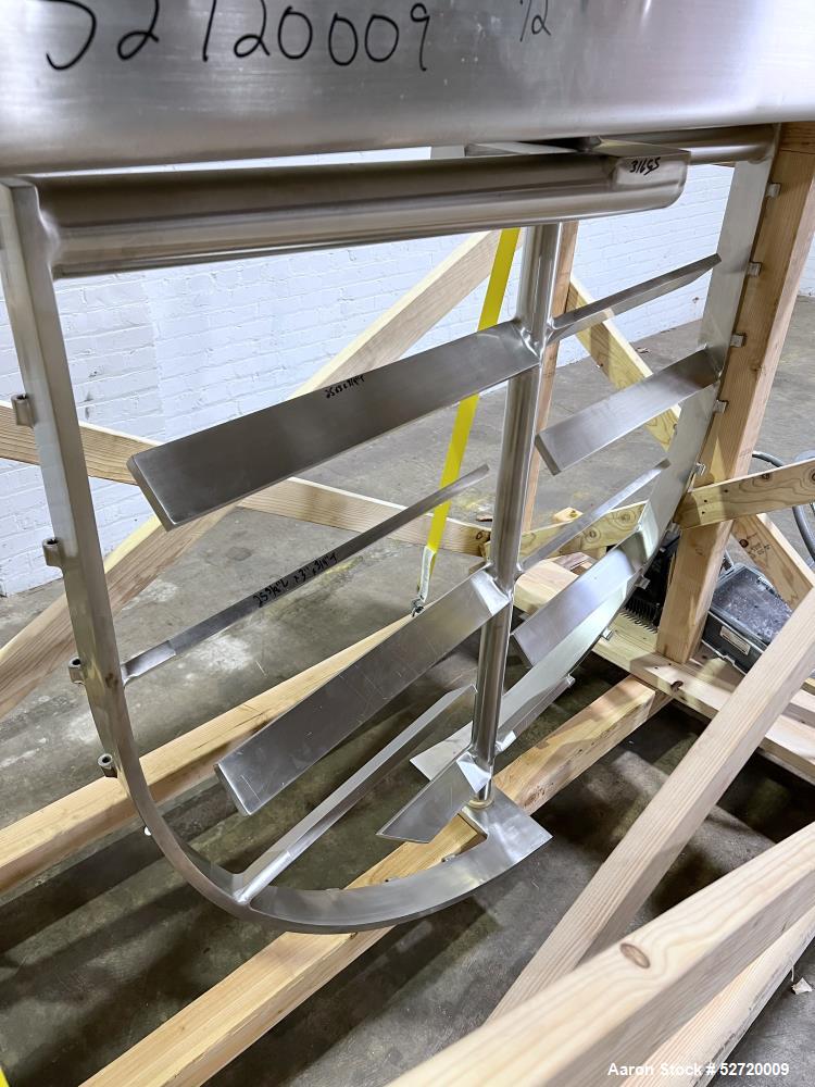 Used Lee Floor Mounted 500 Gallon Dual Motion Tilt Back Agitator Assembly, Model 9M, 316 Stainless Steel. Approximate 60" wide anchor style agitator. Inner bars approximate 25" long x 3" wide x 3/4" ...
