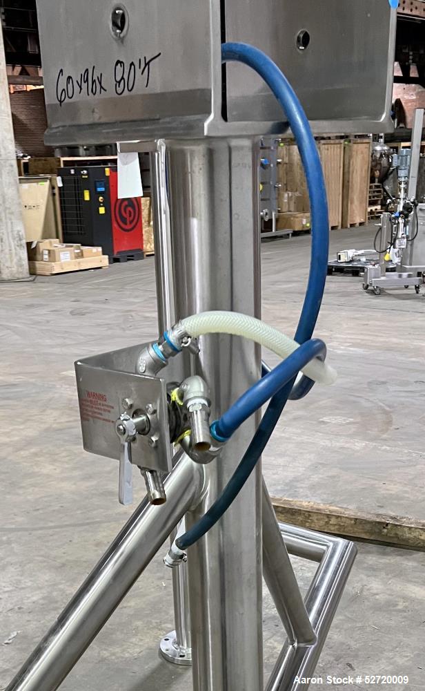 Used Lee Floor Mounted 500 Gallon Dual Motion Tilt Back Agitator Assembly, Model 9M, 316 Stainless Steel. Approximate 60" wide anchor style agitator. Inner bars approximate 25" long x 3" wide x 3/4" ...