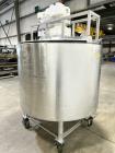Used Crepaco Jacketed Mix Kettle, Stainless Steel, Model B, Approximately 500 Gallons. Flat top with agitator bridge and (2) 1/3 hinged covers, slight coned bottom. Approximately 60