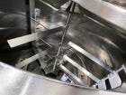 Used Crepaco Jacketed Mix Kettle, Stainless Steel, Model B, Approximately 500 Gallons. Flat top with agitator bridge and (2) 1/3 hinged covers, slight coned bottom. Approximately 60