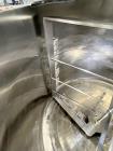 Used Crepaco Jacketed Mix Kettle, Stainless Steel, Model B, Approximately 500 Gallons. Flat top with agitator bridge and (2) 1/3 hinged covers, slight coned bottom. Approximately 60
