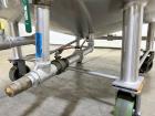 Used Crepaco Jacketed Mix Kettle, Stainless Steel, Model B, Approximately 500 Gallons. Flat top with agitator bridge and (2) 1/3 hinged covers, slight coned bottom. Approximately 60