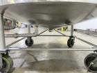 Used Crepaco Jacketed Mix Kettle, Stainless Steel, Model B, Approximately 500 Gallons. Flat top with agitator bridge and (2) 1/3 hinged covers, slight coned bottom. Approximately 60