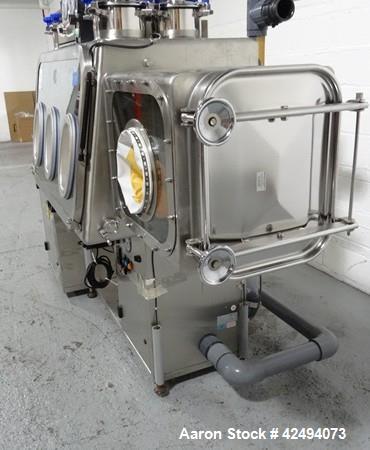 Used IsoTech Design Isolator, Model 150PROTECT. Stainless steel construction, 48" wide x 30" deep x 28" high chamber, single sided, (3) gloves, 20" x 20" x 24" long anti chamber with glove, end mount...