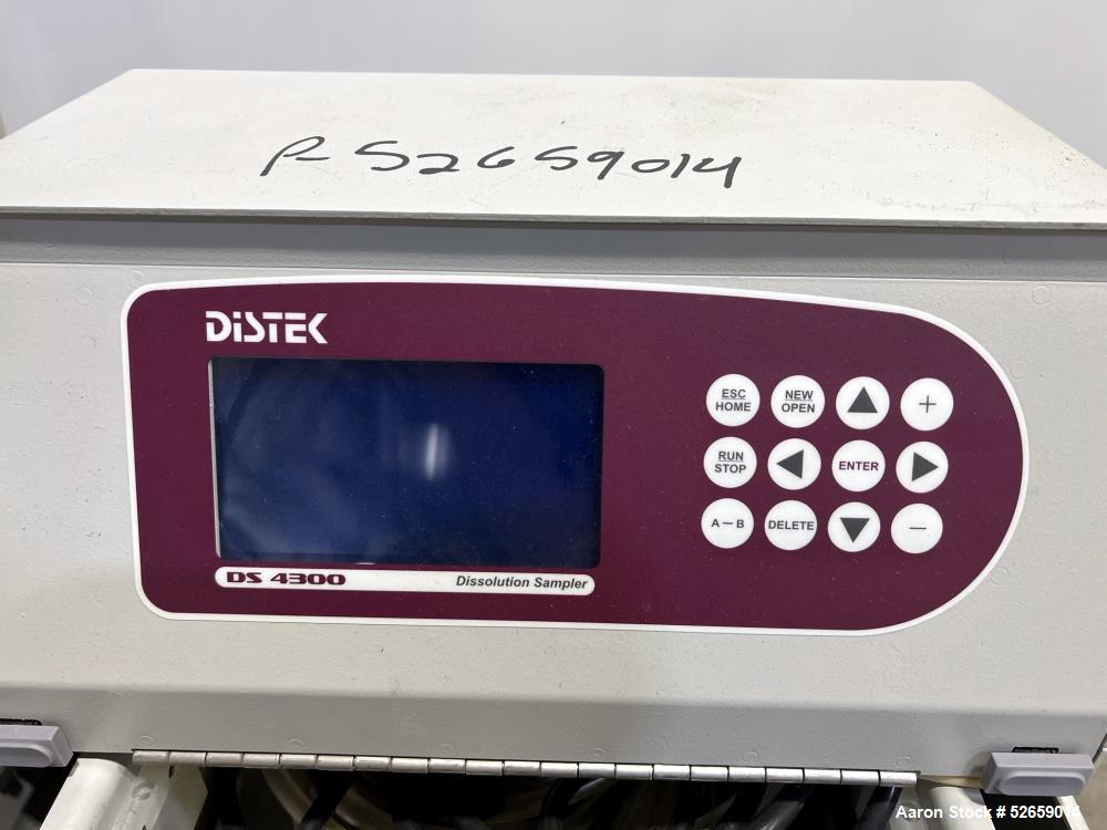 Used- Distek Dissolution System, Model 2100B.(6) built in vessel positions, 500ml to 1000ml Volume. 25-250rpm control range....