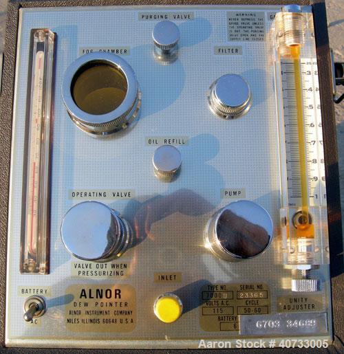 Used Alnor Dew Pointer, type 7000 U.  Max measuring limits from 10 degrees below room temperature to -80 degrees F.  115 volt, 50-60 cycle.  No power cord.