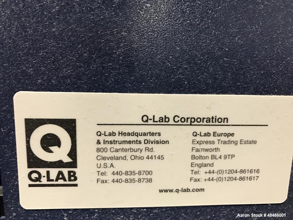Used Q-Lab QUV/Basic Accelerated Weathering Tester. UV exposure: choice of lamps for various applications. Exposure temperature of up to 176F. Condensation exposure: direct. Sample temperatures: of u...