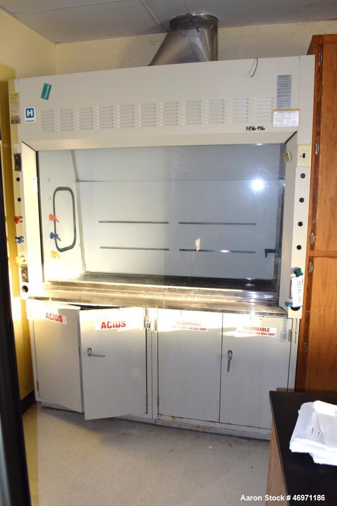 Used Hanson Laboratory Fume Hood, Model 5SA-70. With front glass door. Serial# 3229.