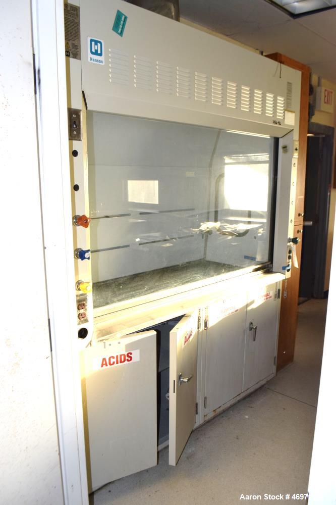 Used Hanson Laboratory Fume Hood, Model 5SA-70. With front glass door. Serial# 3229.