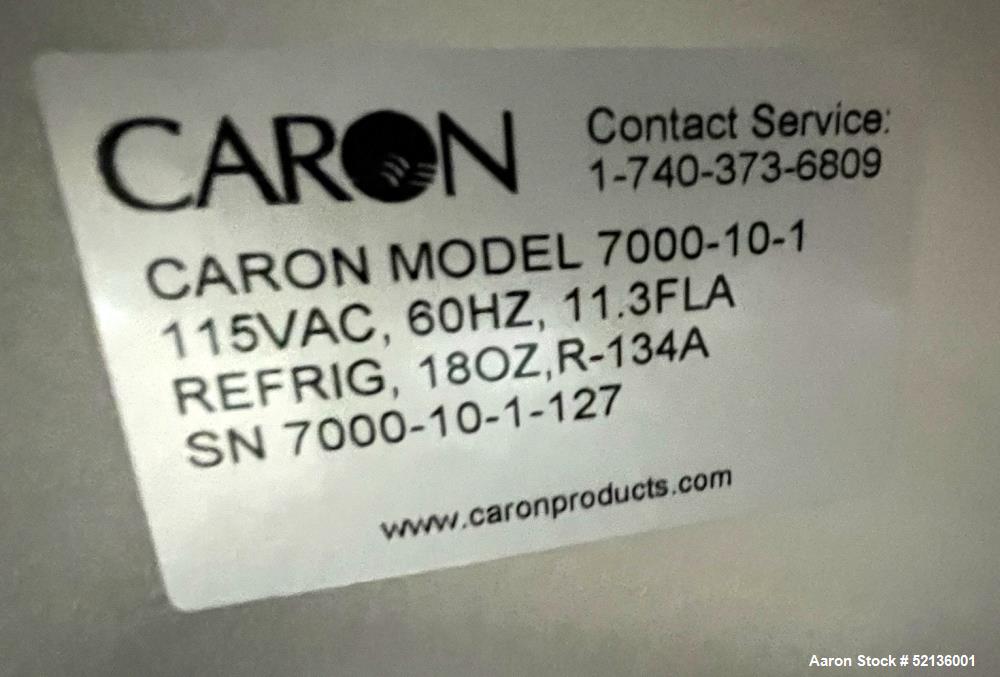 Used Caron Environmental Chambers / Incubator. Model 7000-10-1, 304 Stainless Steel Contact areas. 10 cubic foot (283 Liter) work space. 5 to 70 Degree Celsius Temperature Range. R-134A Refrigereant ...
