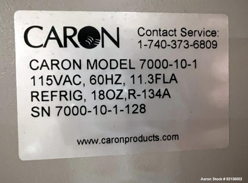 Usado- Caron Cámaras Ambientales / Incubadora. Modelo 7000-10-1, acero inoxidable 304 Áreas de contacto. Espacio de trabajo ...