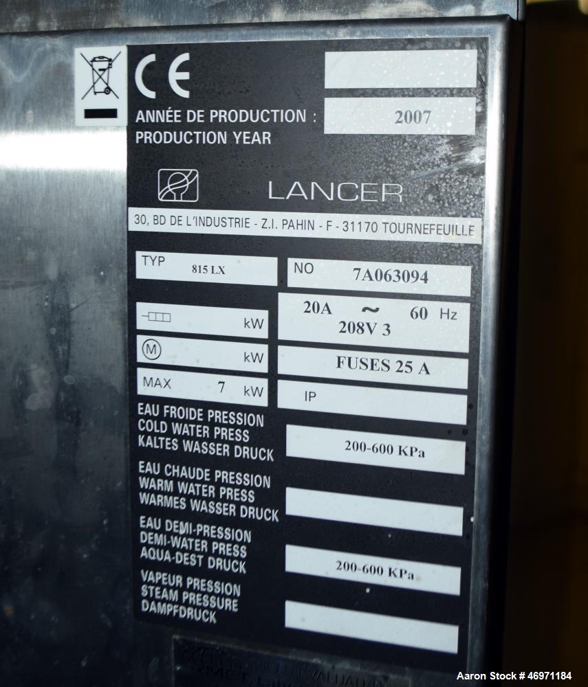 Used Lancer 815 LX Undercounter Glassware Washer, Serial# 7A063094, Built 2007.