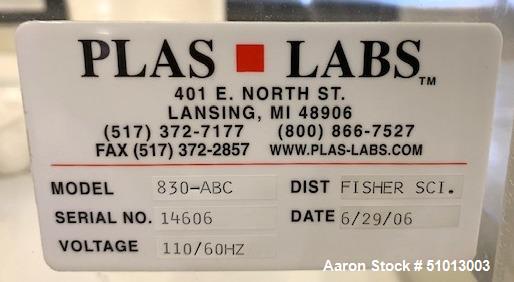 Used Plas Labs Analytical Balance Glove Box, Model 830-ABC