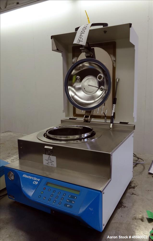 Used- AES Bench top Masterclave, Model Masterclave 09. Capacity 1 to 9 liters. Sterilization temperature 95 - 125 degrees C....