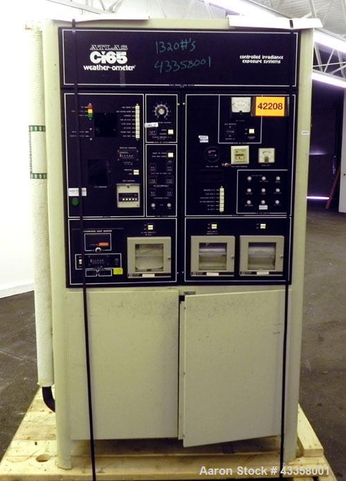 Used Atlas Model CI65 Weather-Ometer, 304 Stainless Steel. Inside 43-1/2" wide x 39-1/2" deep x 34" tall. Door opening 29-1/4" x 26". 1/3 Phase, 60 hz, 230 volt, 80/65 amps.