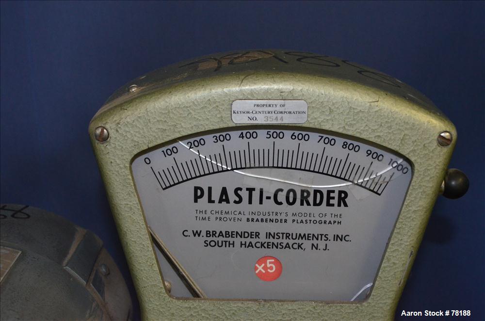 Used C.W. Brabender Plasticorder Extrusion Plastometer, Model PL150. With ram and weights. Includes Shurite model 850 temperature controller.
