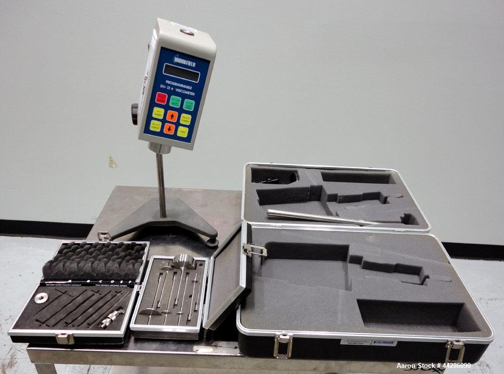 Used Brookfield Programmable DV-II+ Laboratory Viscometer, Model LVDV-II+. Designed to measure fluid viscosity at given shear rates. Viscosity range (Cp) 15 to 6,000,000. Temperature sensing range -1...