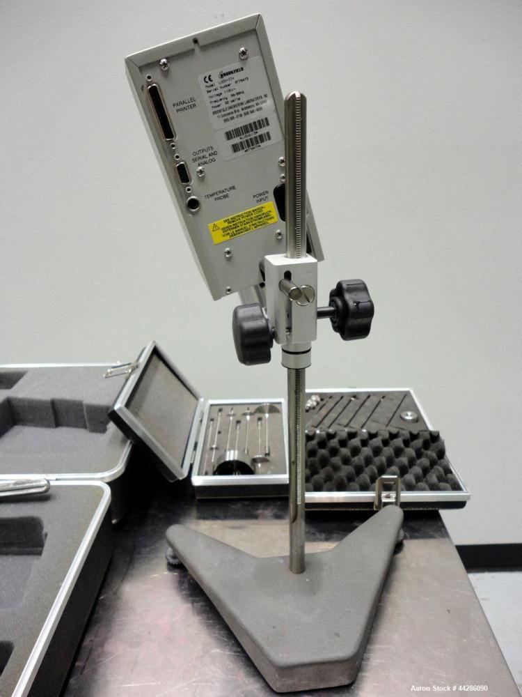 Used Brookfield Programmable DV-II+ Laboratory Viscometer, Model LVDV-II+. Designed to measure fluid viscosity at given shear rates. Viscosity range (Cp) 15 to 6,000,000. Temperature sensing range -1...