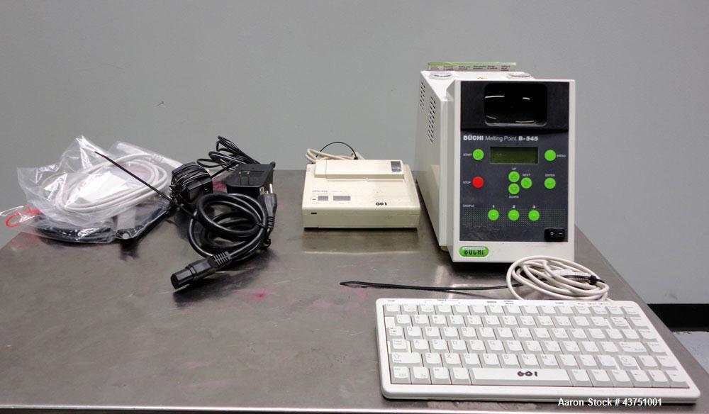 Used Buchi Melting Point Instrument, Model B-545. Designed to detect the melting and boiling points of a wide range of substances. Includes a key board and model DPU-414 printer.
