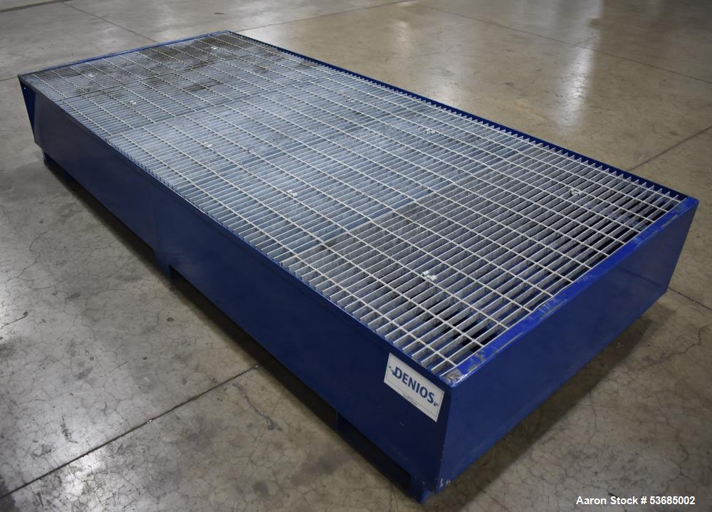Used Denios 2-Tote Spill Containment Pallet – 500-Gallon Sump, Steel Grate