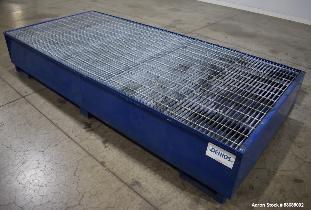Used Denios 2-Tote Spill Containment Pallet – 500-Gallon Sump, Steel Grate