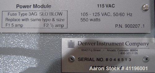 Used Denver Instruments Mark I Moisture Analyzer. Rated approximately (.001) resolution. Temperature range ambient to 210 degrees F.  550 Watts, 50/60 HZ, 105-125 VAC. Screen damaged.