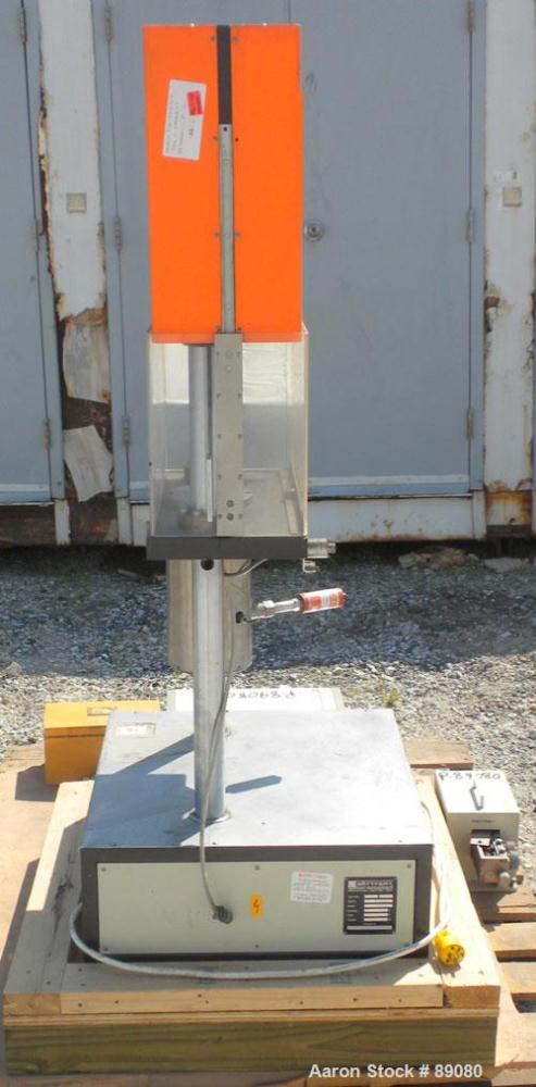 Used Gottfert Capillary Rheometer, Model 012.01, Series 1000. Approximate 9.5 mm diameter x 200 mm long test barrel, rated up to 400 Degrees C, 10 kn test force. Includes a Rheotens electronic tensil...