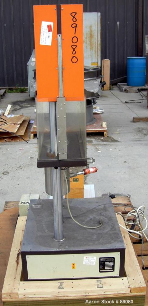 Used Gottfert Capillary Rheometer, Model 012.01, Series 1000. Approximate 9.5 mm diameter x 200 mm long test barrel, rated up to 400 Degrees C, 10 kn test force. Includes a Rheotens electronic tensil...