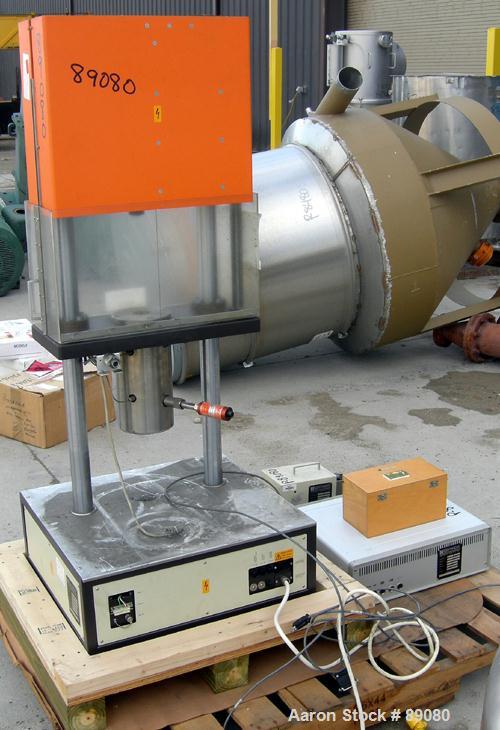Used Gottfert Capillary Rheometer, Model 012.01, Series 1000. Approximate 9.5 mm diameter x 200 mm long test barrel, rated up to 400 Degrees C, 10 kn test force. Includes a Rheotens electronic tensil...