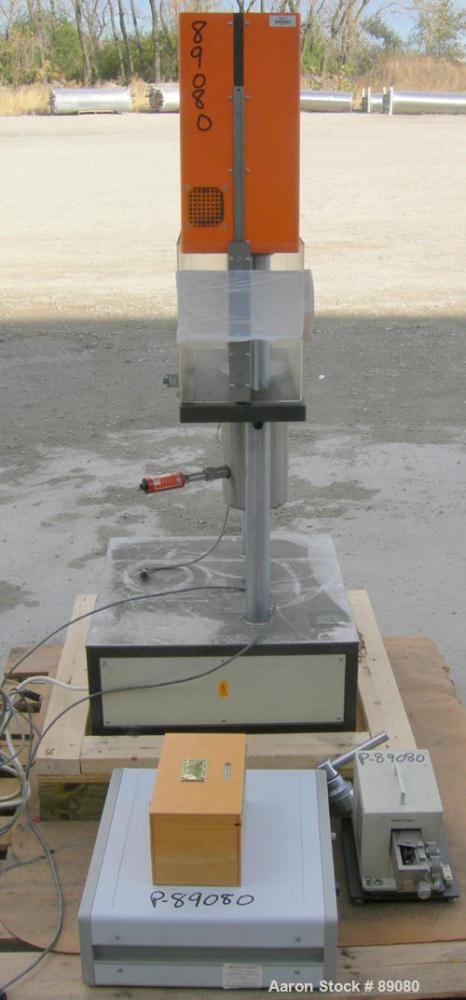 Used Gottfert Capillary Rheometer, Model 012.01, Series 1000. Approximate 9.5 mm diameter x 200 mm long test barrel, rated up to 400 Degrees C, 10 kn test force. Includes a Rheotens electronic tensil...