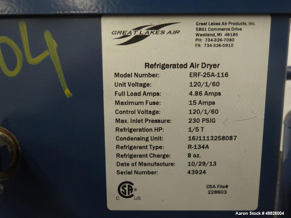 Used Great Lakes Nitrogen Generator, Model GN2-125F09-116.