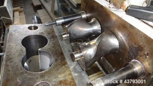 Used Haake Rheocord 9000 Fisons Rheometer Mixer. Consisting of: (1) Haake model 002-1674 (2) wing rotors, chrome plated. (1) Jacketed mixing chamber, (1) drive system, model 001-9758, serial# 1950073...