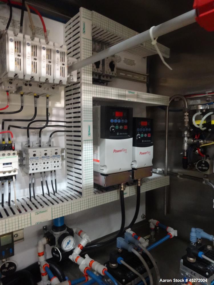 Used Asahi Kasei Bioprocess High Pressure Chromatography System, 316L Stainless Steel. Consists of (1) 15cm Column, integrated feed and elution pumps, discrete valve manifold that allows for fraction...