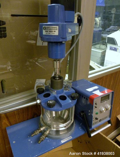 Used IKA 0.25 Gallon Laboratory Reactor System consisting of: (1) Ika Stirrer, model RE 162/P, 2.5-400 rpm. Includes an IKA RE 162E S5 controller. (1) IKA Anchor stirrer with PTFE scraper, model LR-1...